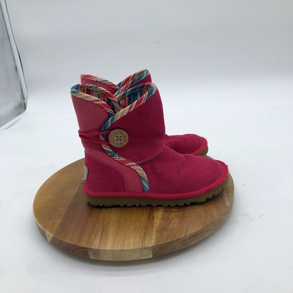 UGG Other - UGG Boots Shoes Girls 10 Pink Suede Winter Bootie Button Casual